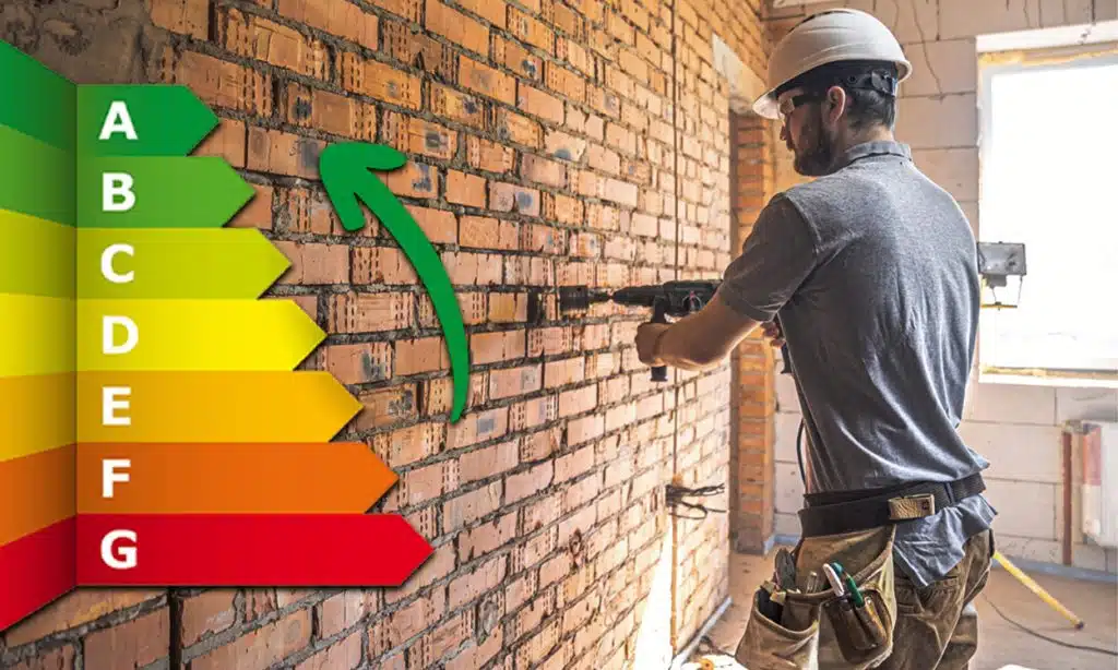 Un artisan qui réalise des travaux de rénovation énergétique