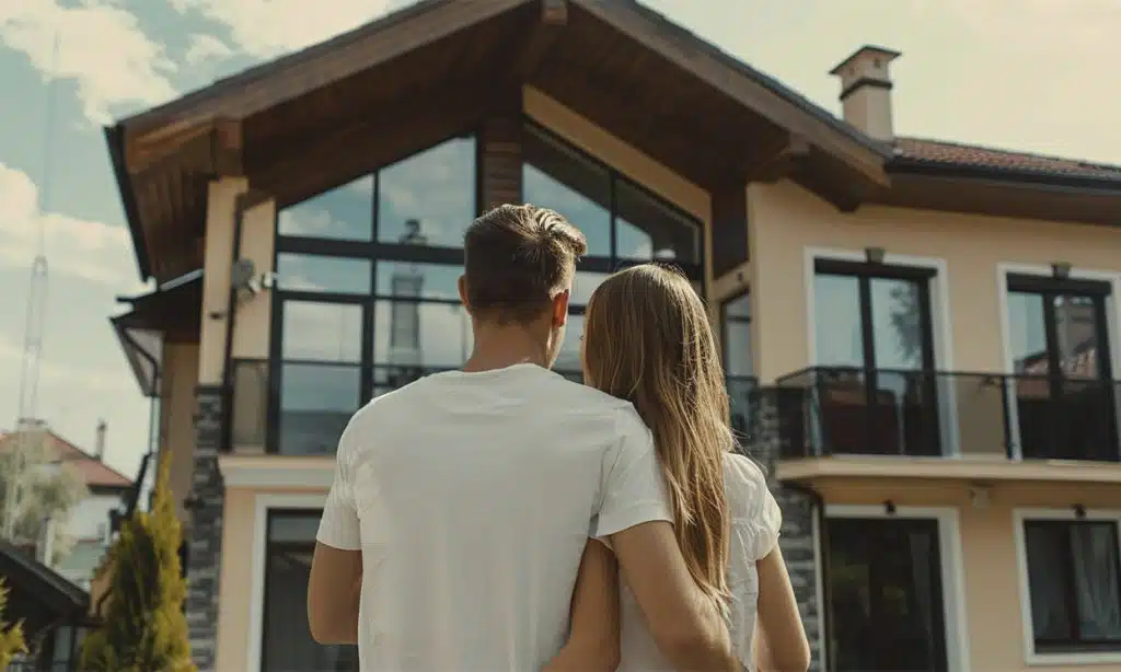 Un couple devant la maison individuelle qu'ils viennent d'acquérir