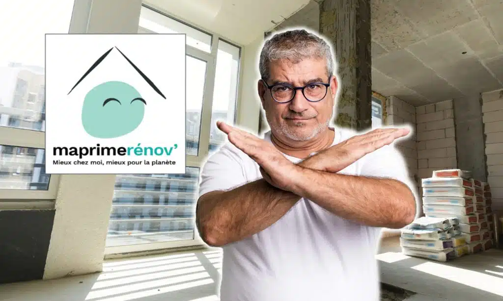 MaPrimeRenov un homme fait le signe STOP avec ses bras