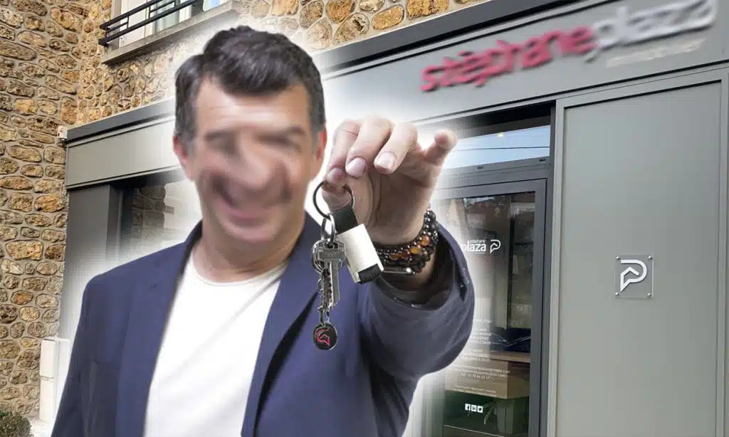 Le nom de l'enseigne Stephane Plaza Immobilier et le visage son effacés