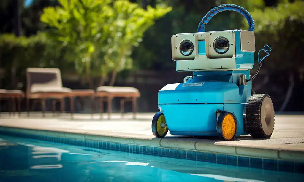 Un robot de piscine avec un design rigolo