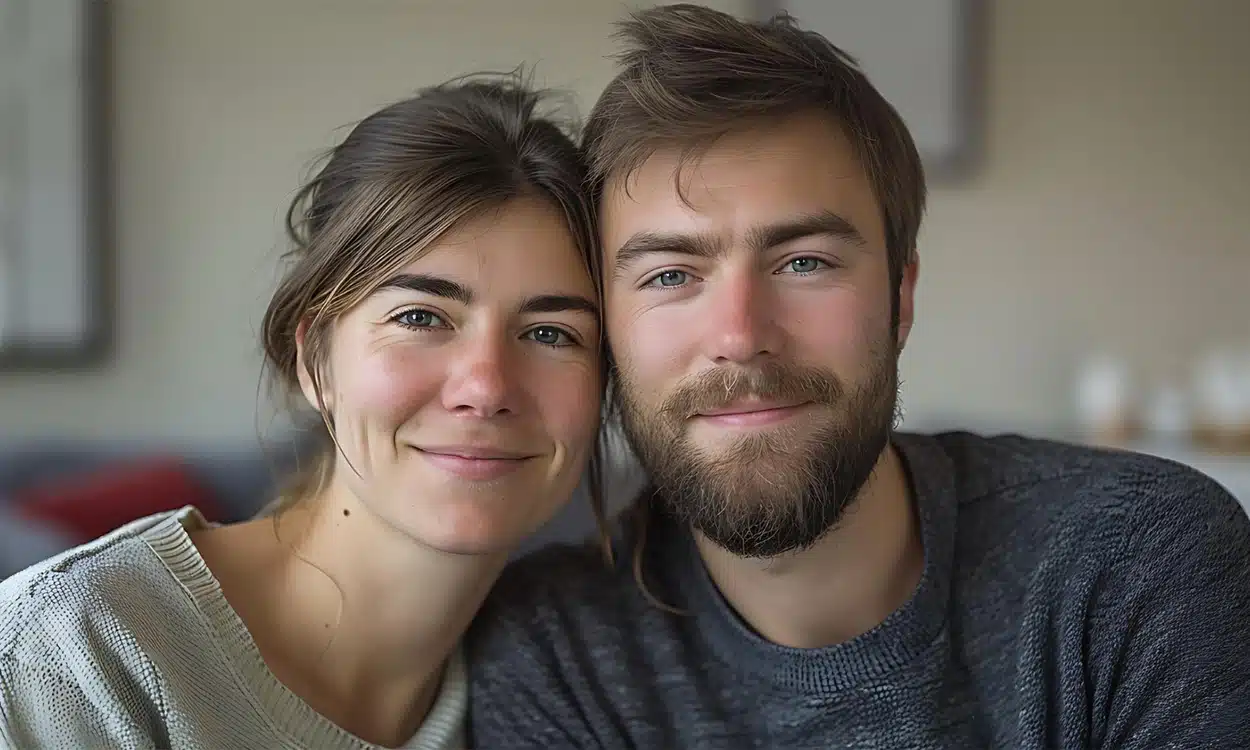 Un jeune couple de 35 ans complice et souriant