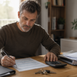 Propriétaire remplissant sa déclaration de revenus fonciers à son bureau