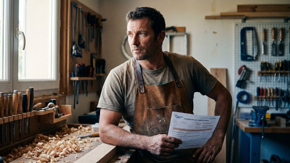 Artisan indépendant pensant à sa couverture en cas d'arrêt de travail dans son atelier