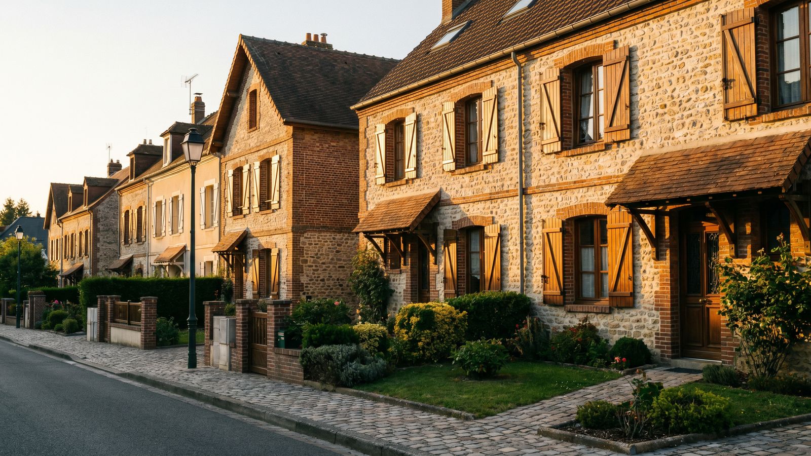 Rangée de maisons de ville françaises soumises à la taxe foncière