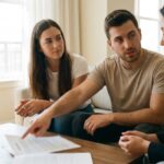 Couple d'acheteurs négociant le prix d'un logement avec une agente immobilière, retour de la négociation en 2026
