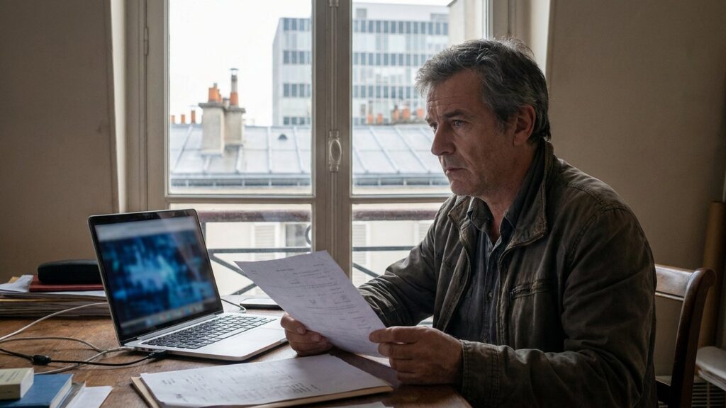 Investisseur examinant un relevé de SCPI devant les toits de Paris au premier semestre 2026