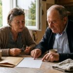 Un couple de retraités ouvre son avis de taxe foncière 2026 dans sa cuisine, exonération et plafonds de revenu fiscal de référence