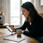 Jeune locataire consultant son application bancaire pour vérifier le versement de son APL revalorisée
